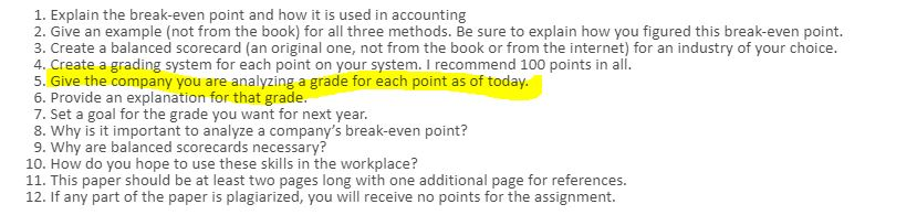 Please answer #5 1. Explain the break-even point