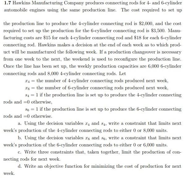 1.7 Hawkins Manufacturing Company produces