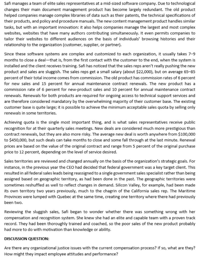 Safi manages a team of elite sales