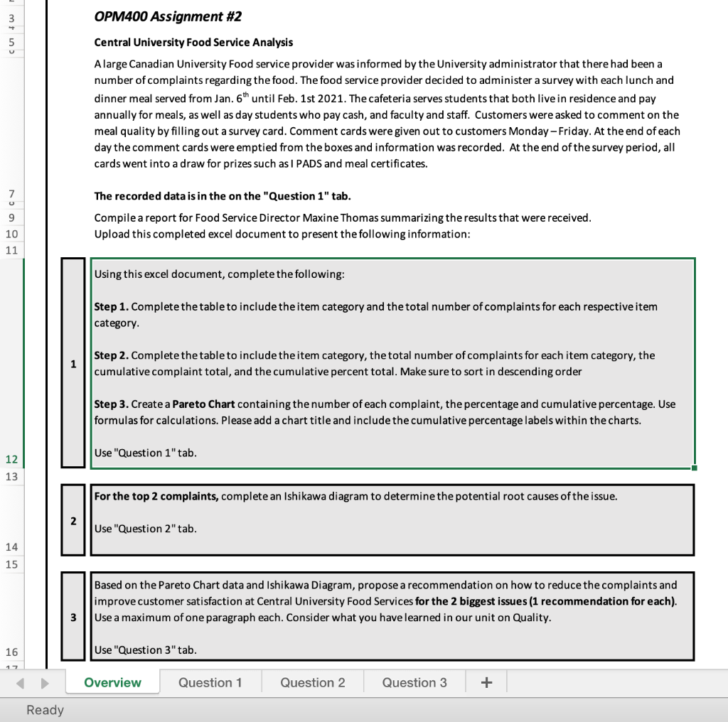 ** Fill in the blank cells per question 2 CAUSES
