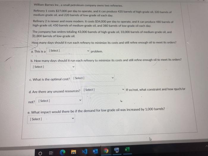 William Barnes Inc., a small petroleum company