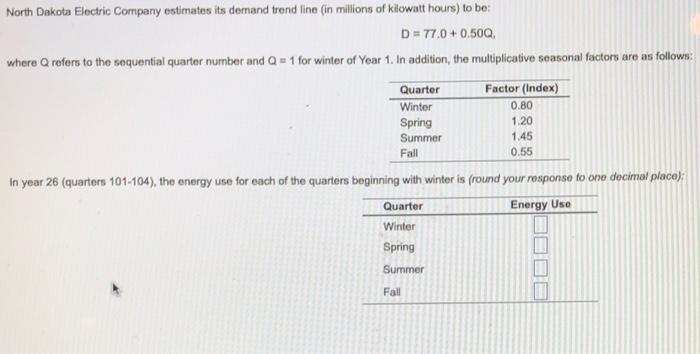 0.80 North Dakota Electric Company estimates its