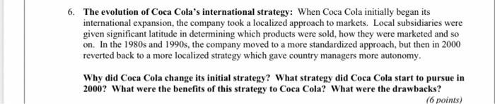 6. The evolution of Coca Cola's international