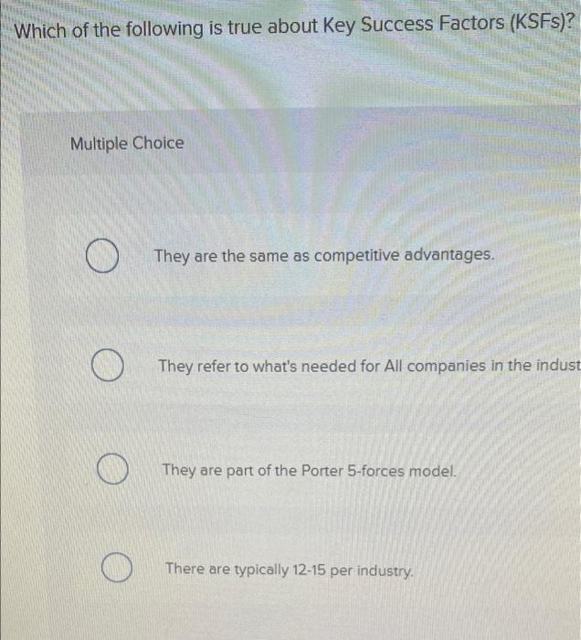 Which of the following is true about Key Success