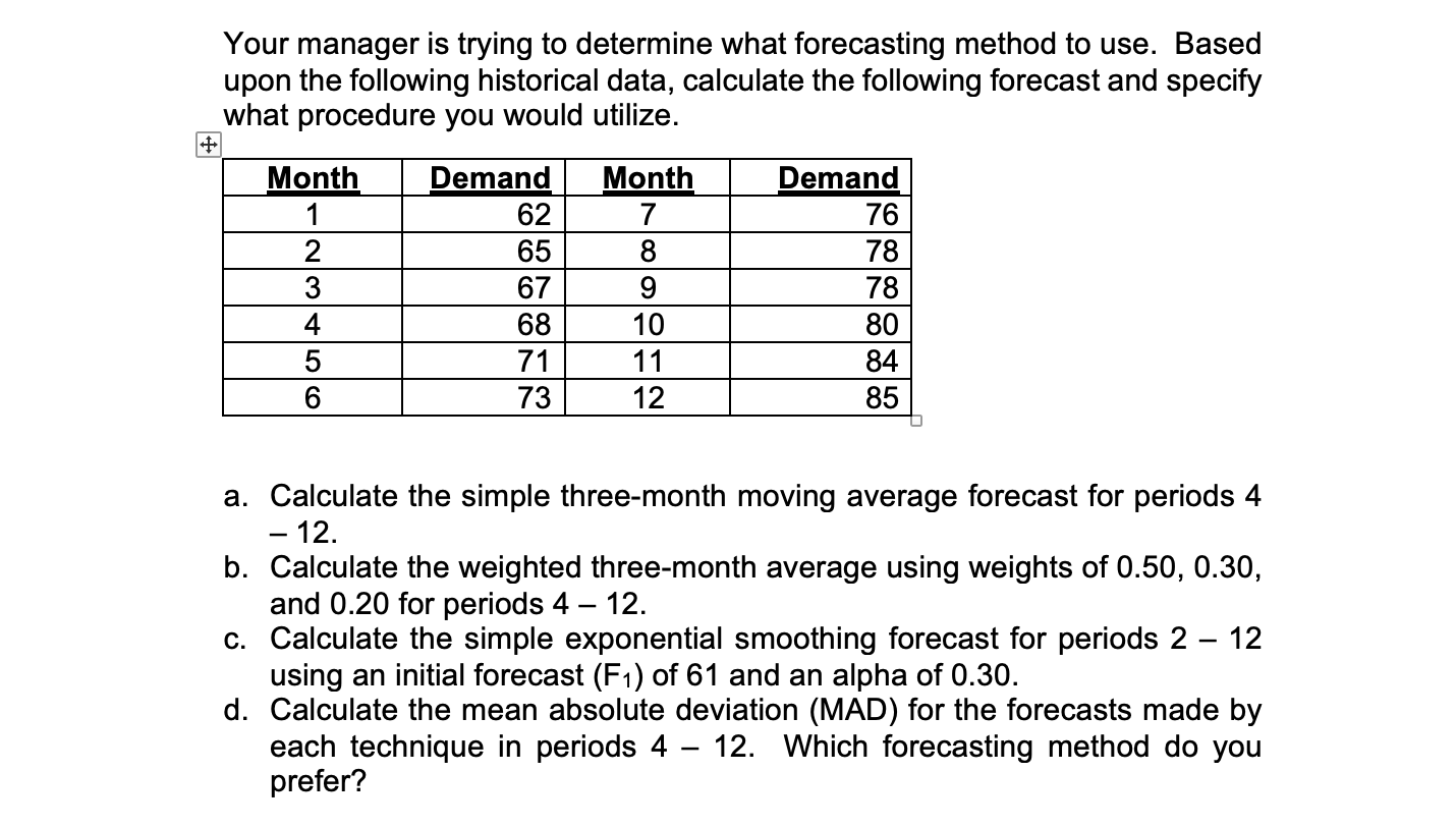 Your manager is trying to determine what