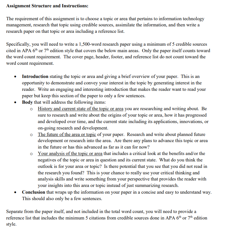 Assignment Structure and Instructions: The