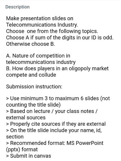 Description Make presentation slides on