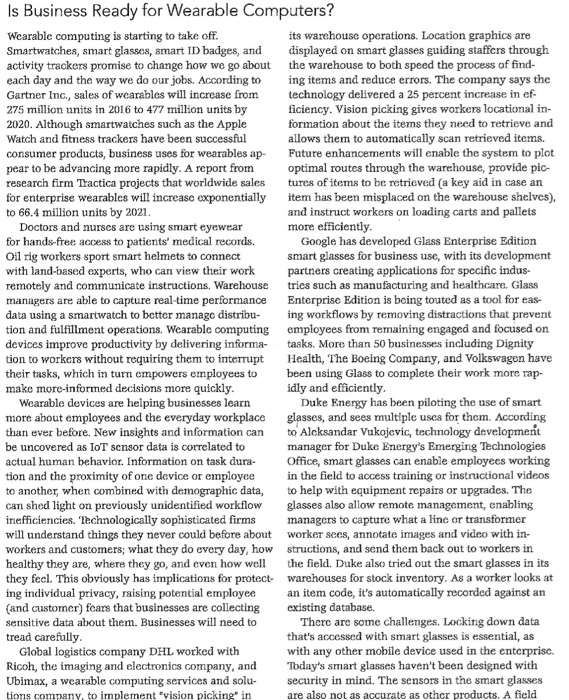 Is Business Ready for Wearable Computers?