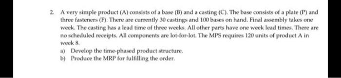 2. A very simple product (A) consists of a base
