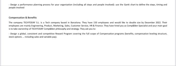 Design a performance planning process for your