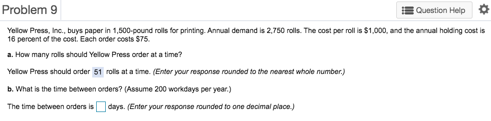 Problem 9 3 Question Help Yellow Press, Inc.,