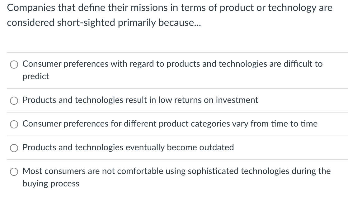 Companies that define their missions in terms of