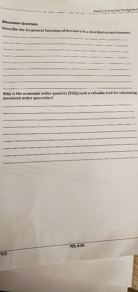 Session 4: Inventory Management Discussion