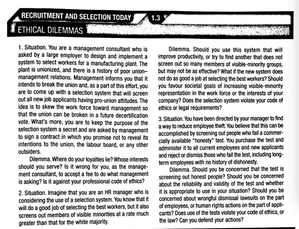 Answer each question separately RECRUITMENT AND