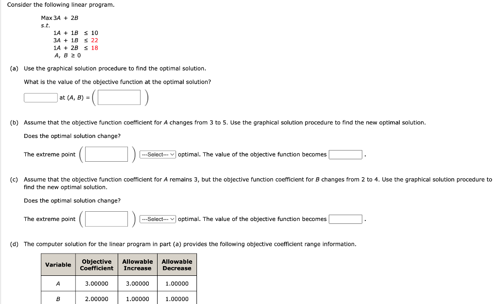 Consider the following linear program.