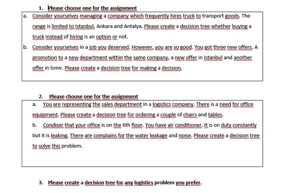 a. 1. Please choose one for the assignment