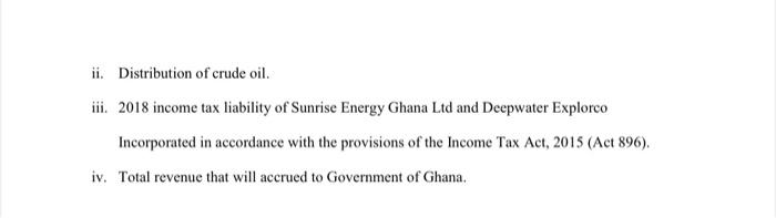 Question 3 Sunrise Energy Ghana Ltd and Deepwater