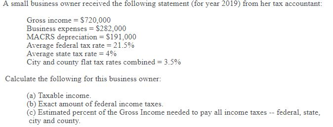 A small business owner received the following