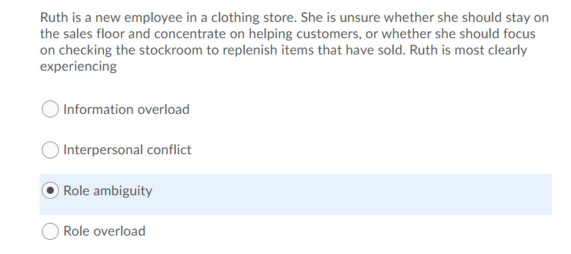 Ruth is a new employee in a clothing store. She