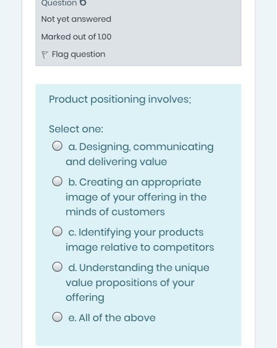 Question o Not yet answered Marked out of 1.00