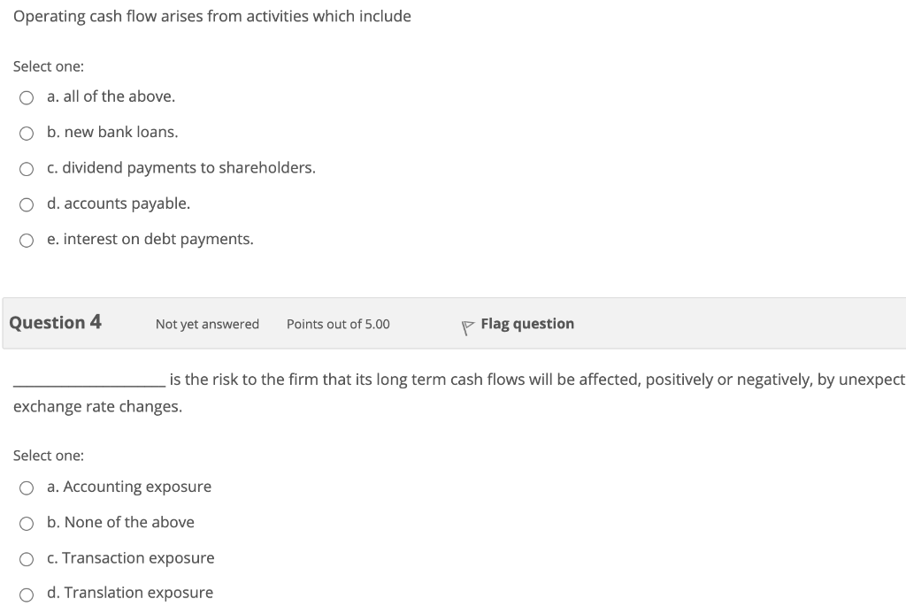 Operating cash flow arises from activities which