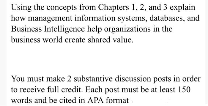 Using the concepts from Chapters 1, 2, and 3