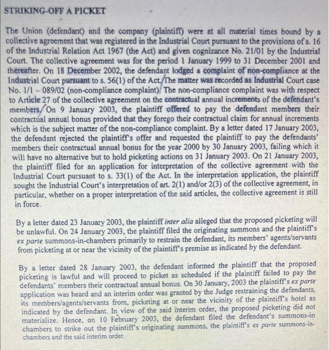 help me with the case study pls. STRIKING-OFF A