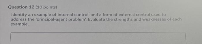 please write a paragraph or 2 Question 12 (10