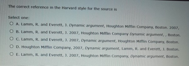 The correct reference in the Harvard style for