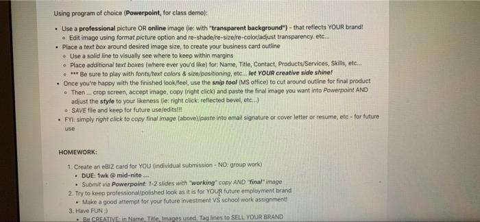 please help Using program of choice (Powerpoint,