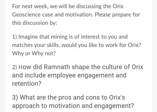 For next week, we will be discussing the Orix