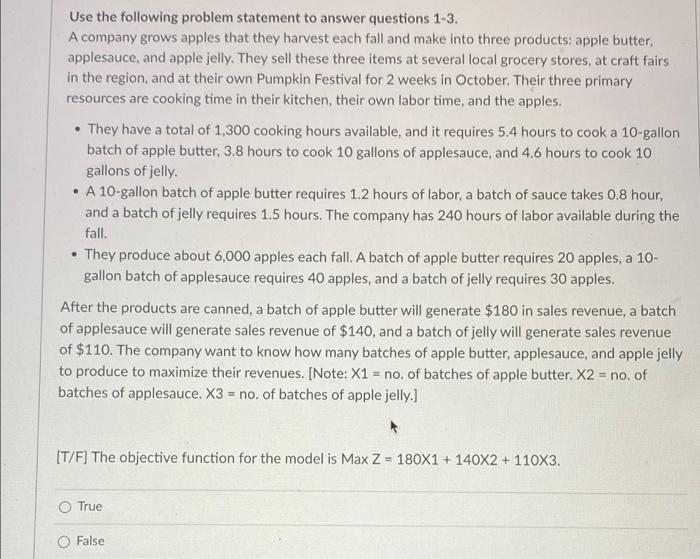 Use the following problem statement to answer