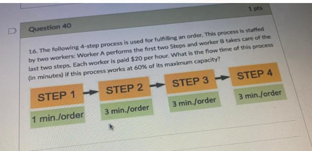 1 pts Question 40 16. The following 4-step