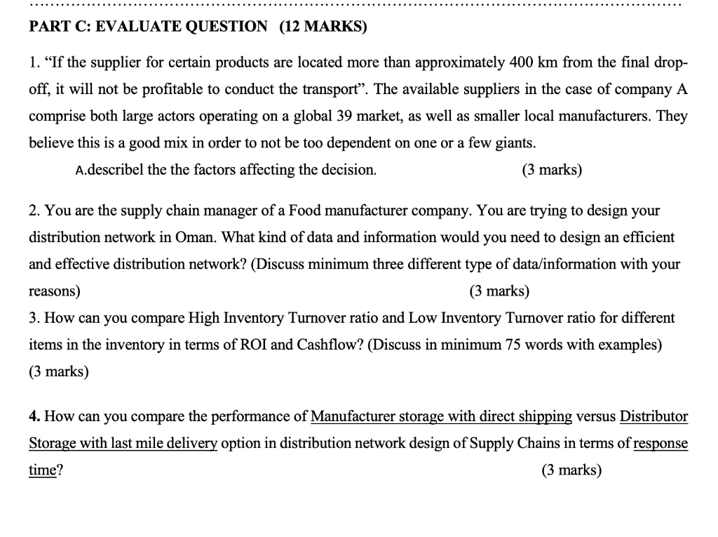 PART C: EVALUATE QUESTION (12 MARKS) 1. "If the