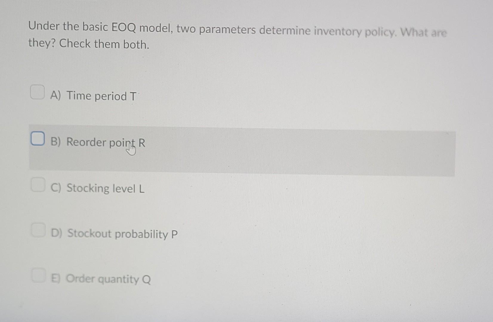 Need help please Under the basic EOQ model, two