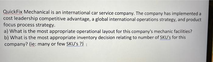 QuickFix Mechanical is an international car