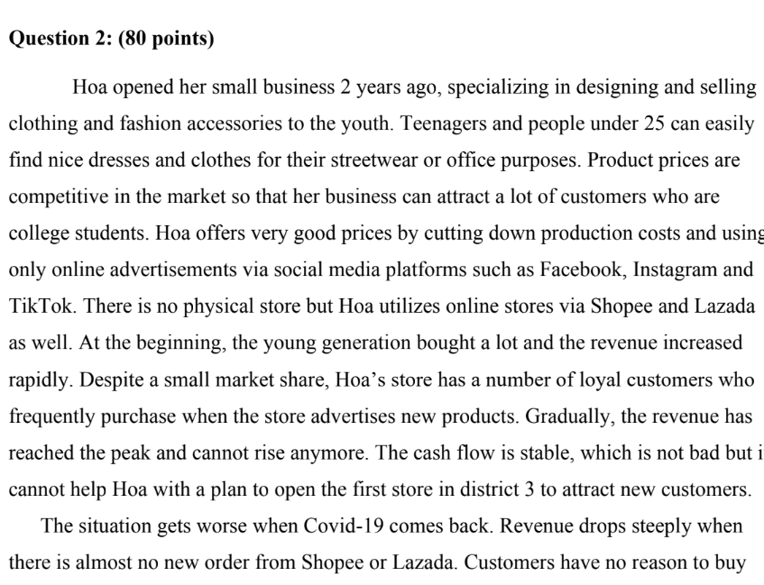 Please help me solve this problem Question 2: (80