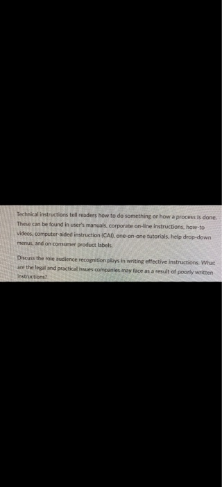 Technical instructions tell readers how to do