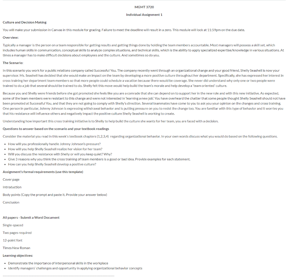 Overview: Typically a manager is the person on a