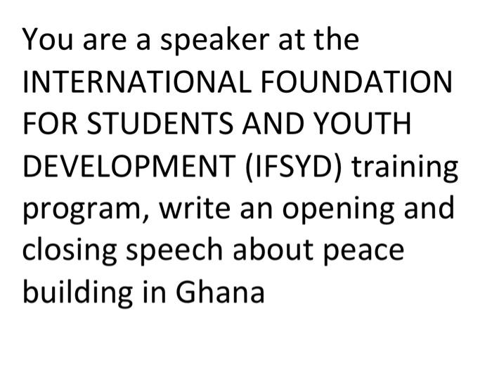 You are a speaker at the INTERNATIONAL FOUNDATION