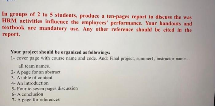 In groups of 2 to 5 students, produce a ten-pages