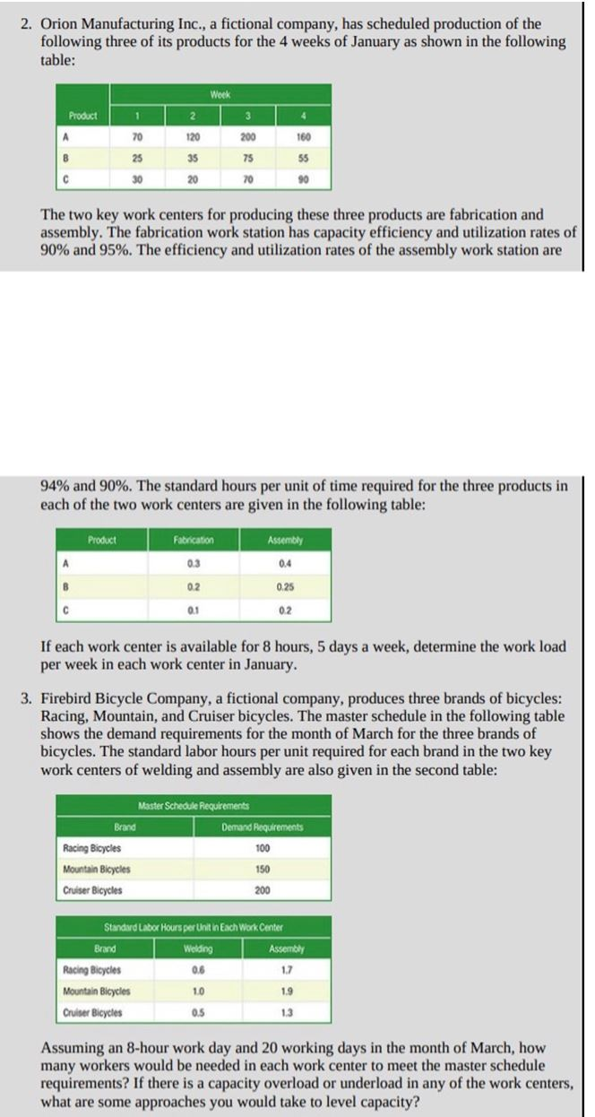 Please answer #2 and #3 in excel format with the