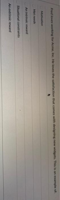 Fred loves working for Acme, Inc. He loves the