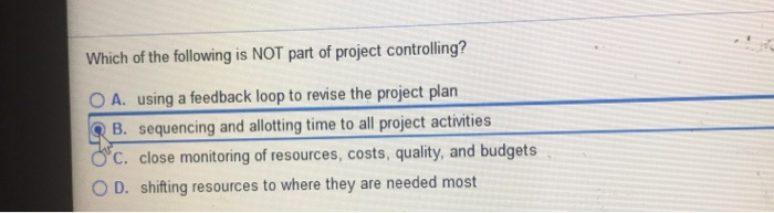 Which of the following is NOT part of project