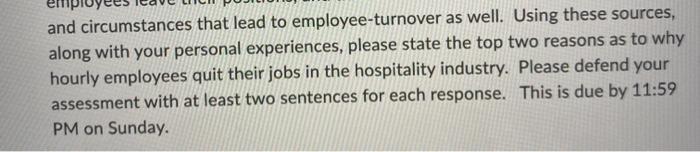 the cost of employee turnover and circumstances