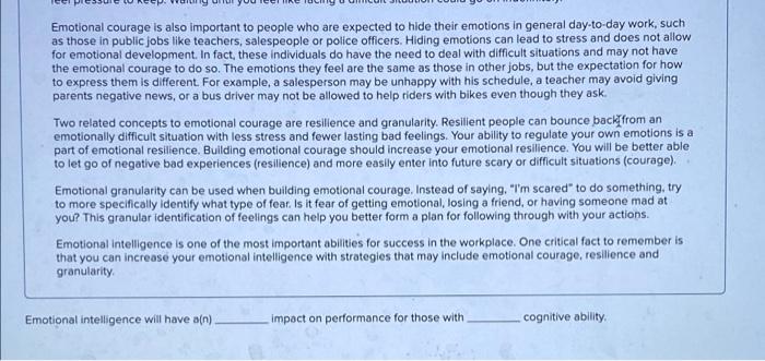 Emotional Courage This activity is important