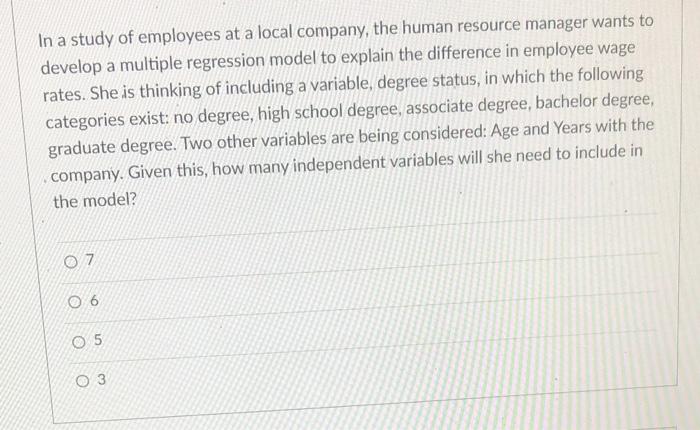 In a study of employees at a local company, the