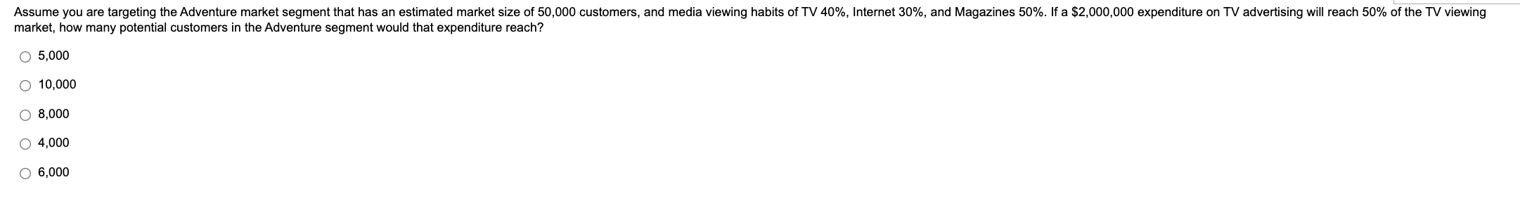 Assume you are targeting the Adventure market