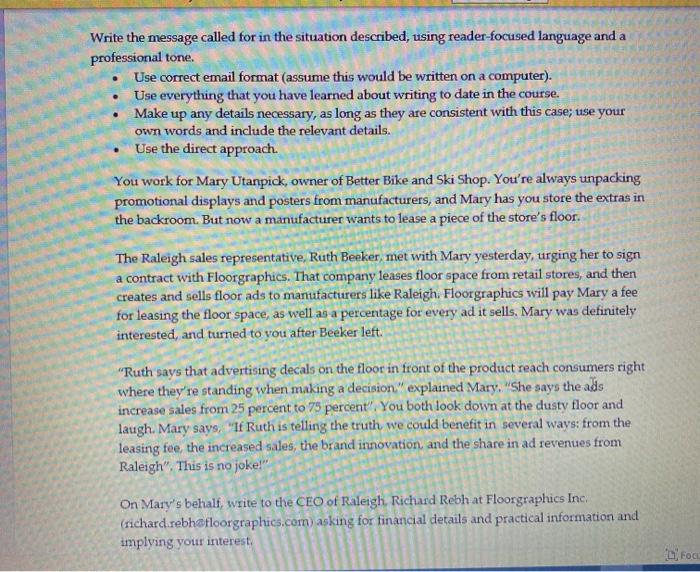 use correct email format Write the message called