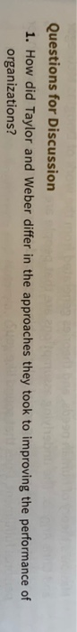 Questions for Discussion 1. How did Taylor and